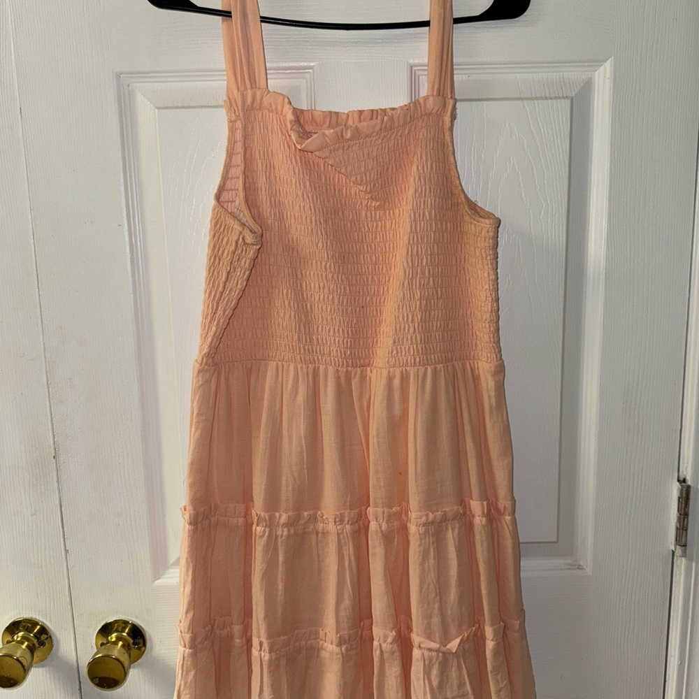 Sleeveless Peach Sundress with Smocked Bodice